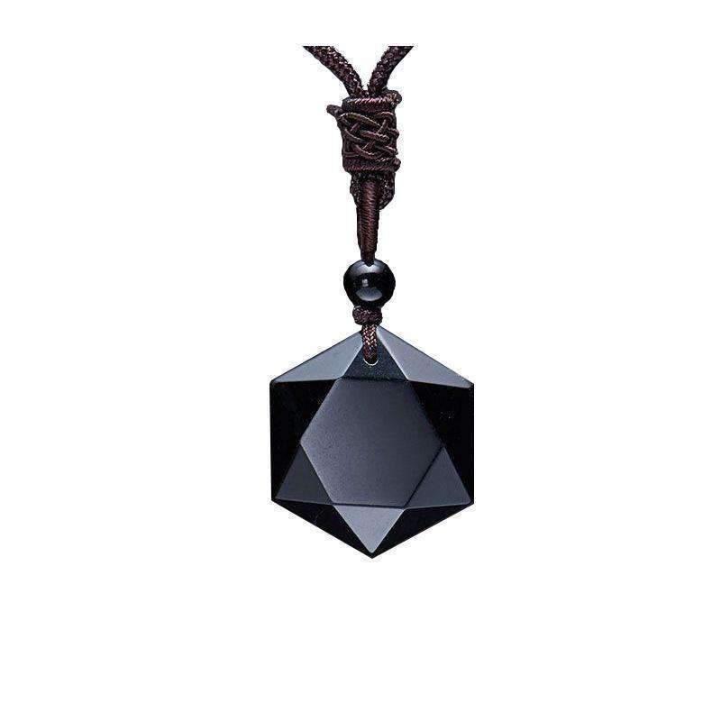 Hexagonal Obsidian Necklace